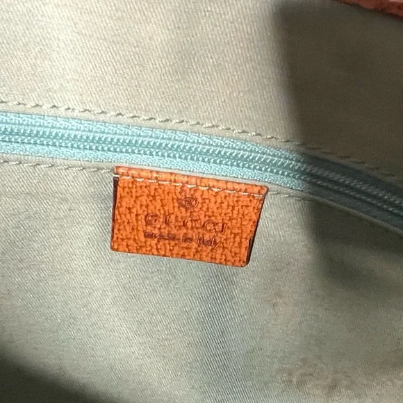 Gucci GG Blue Canvas Tote with Brown Leather Trim with COA - Picture 6 of 15